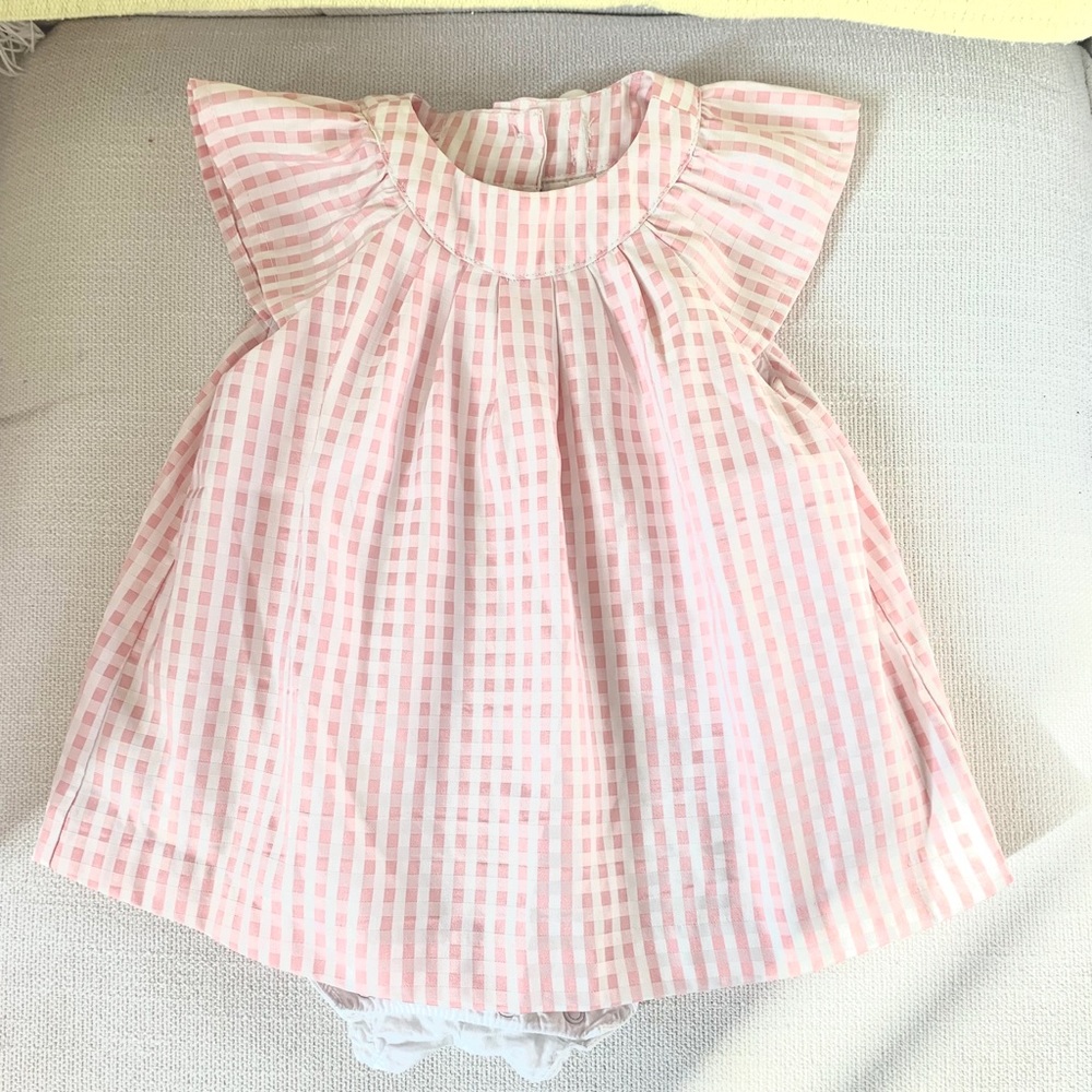 Janie and Jack pink check onsie dress 6-12 mo